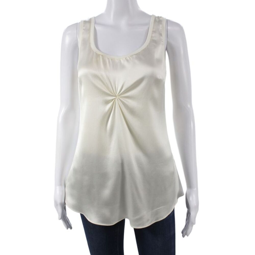 Rivamonti Women Camisole Ivory 96% Silk Scoop Neck Sleeveless Size M